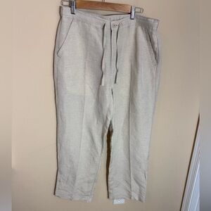 Cubavera light cream drawstring Linen Pants size L 29 inch inseam